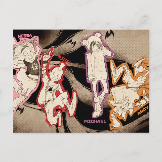 4 Kleine Monster - Gruppe Postkarte (Vorderseite)