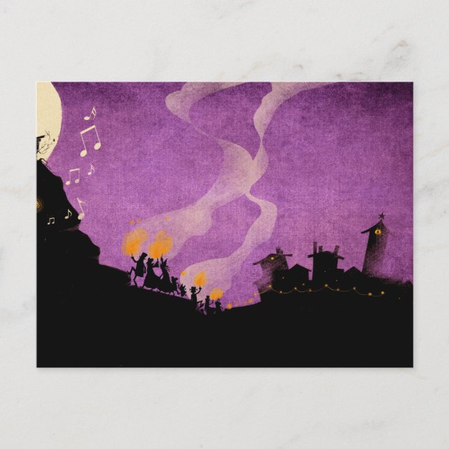 4 kleine Monster - Halloween-Nacht Postkarte (Vorderseite)