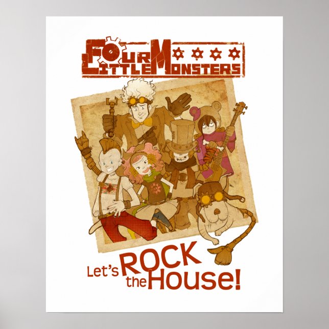 4 Kleine Monster - Lasst uns das Haus rocken Poster (Vorne)