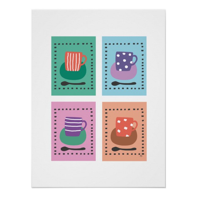 4 kopjes met rand poster (Vorderseite)