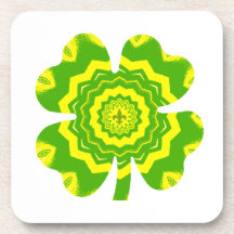 4 Leaf Clover Hard Plastic Coaster