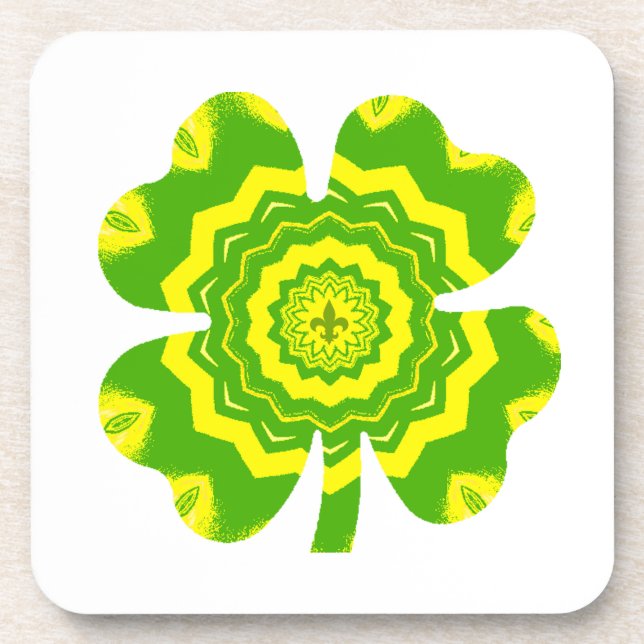 4 Leaf Clover Hard Plastic Coaster Getränkeuntersetzer (Vorderseite)