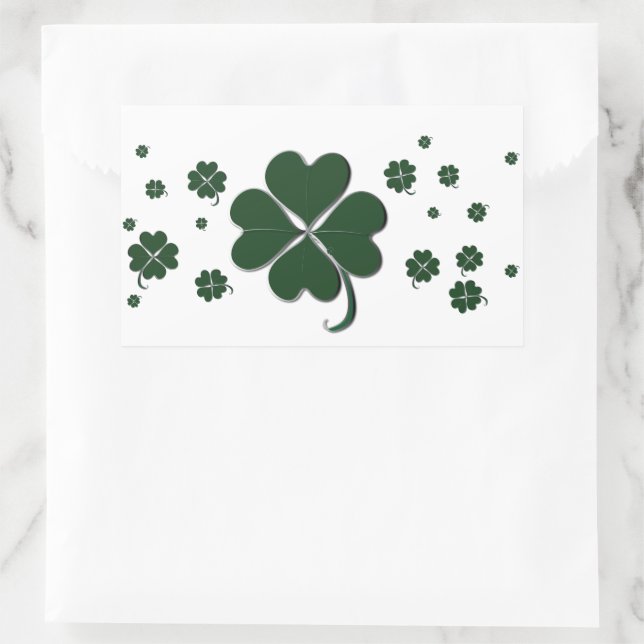 4 Leaf Clover Kleeblatt St. Patrick's Day Rechteckiger Aufkleber (Tasche)