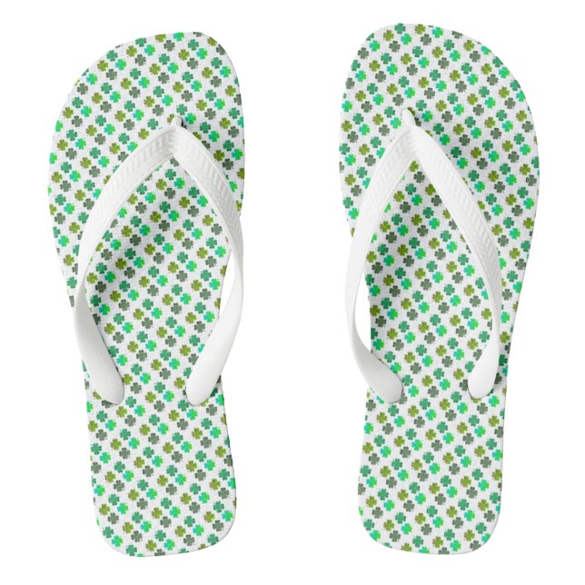 4 Leaf Clover Pattern auf WHITE Flip Flops (Fußbett)