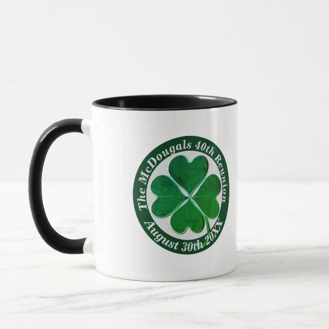 4 Leaf Clover Wiedersehen Medallion Text Tasse (Links)