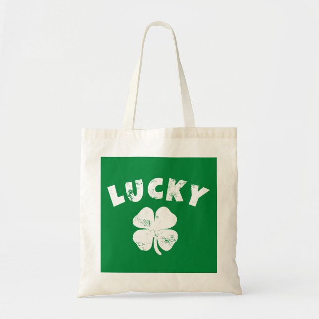 4 Leaf Lucky Clover St. Patrick's Day Tragetasche (Vorne)