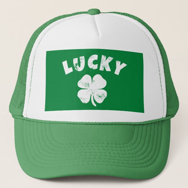 4 Leaf Lucky Clover St. Patrick's Day Truckerkappe (Vorderseite)