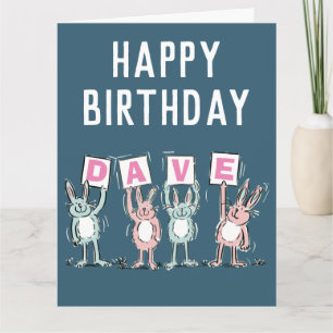 4 Letter Name Happy Birthday Rabbits Karte