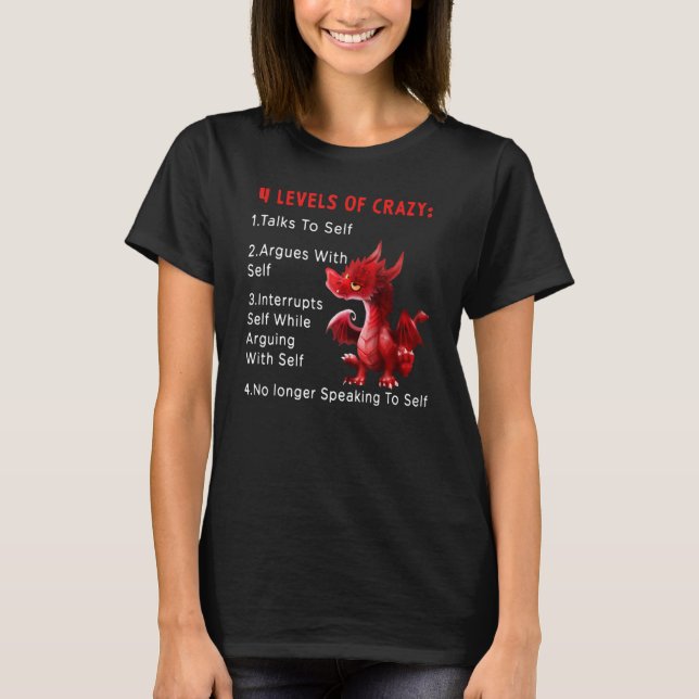 4 Levels Of Crazy Talks To Self Argues With Self I T-Shirt (Vorderseite)