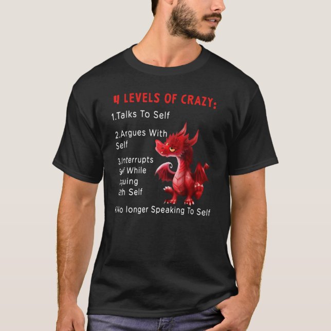 4 Levels Of Crazy Talks To Self Argues With Self I T-Shirt (Vorderseite)