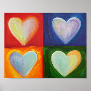 4 Love Hearts Peinture Art Poster Imprimantes