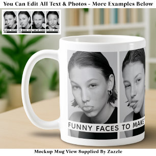 4 Lustige Gesichter Benutzerfotos & Lange Nachrich Kaffeetasse