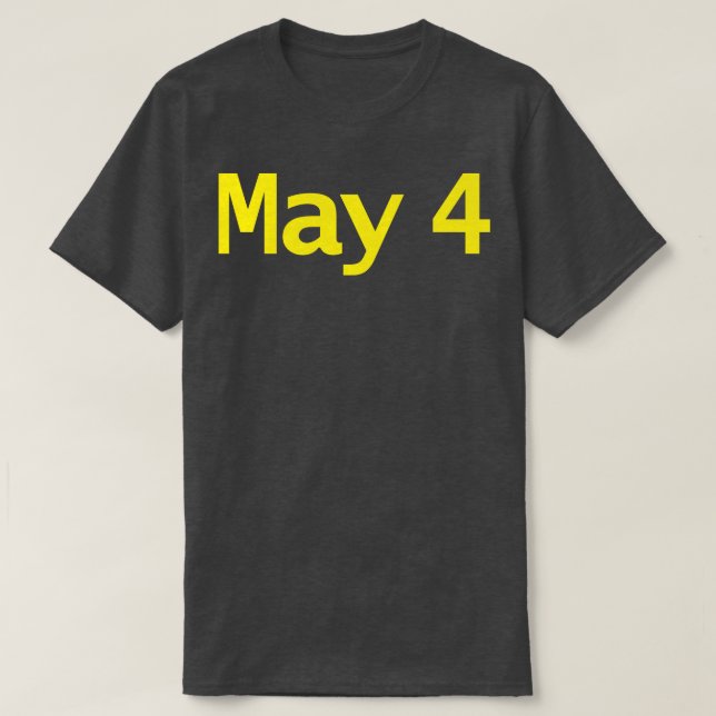 4. Mai Typografie in gelbem Text T-Shirt (Design vorne)