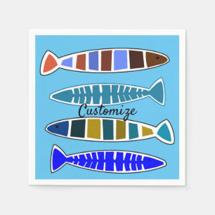4 mehrfarbiger gestreifter Fisch Thunder_Cove Serviette