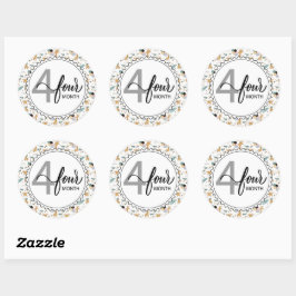 4 Monate Milestone Baby Giraffen und Balloons Runder Aufkleber