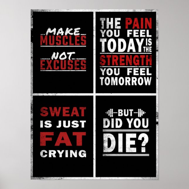 4 Motivational Gym Fitness Poster Collage (Devant)