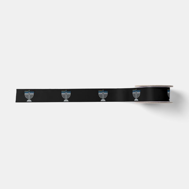 4. Nacht des Hanukkah Glitzer Satin Ribbon Satinband (Vorderseite)