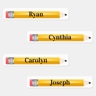4 Noms Différents Crayons Fer sur Étiquette