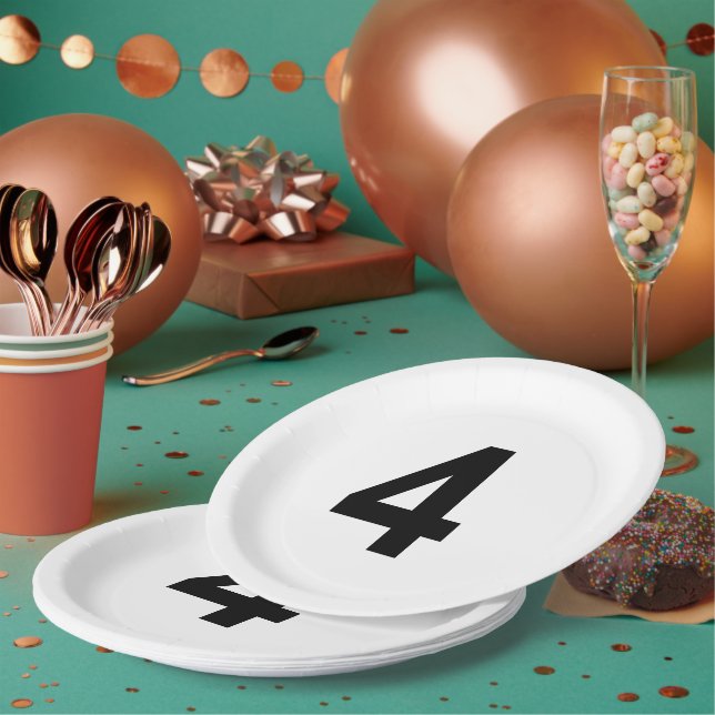 4 - number four plate pappteller (Multi)