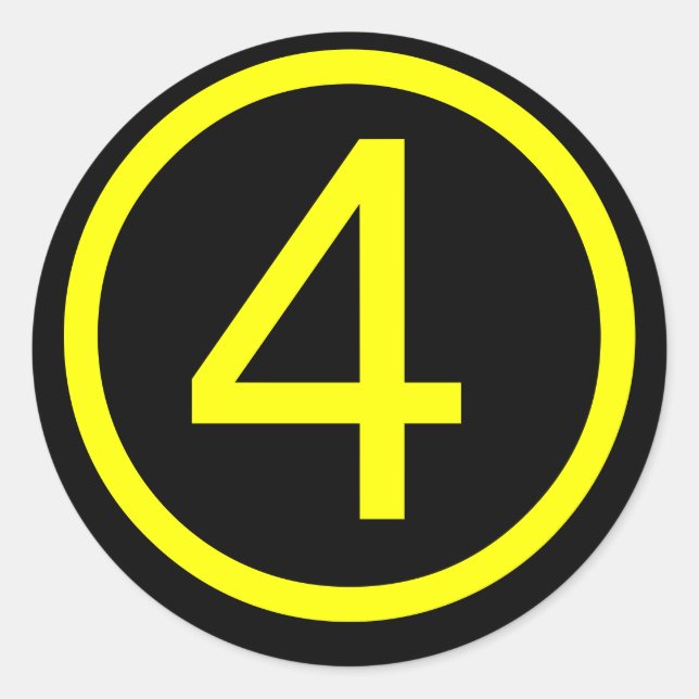 4 - Nummer vier Runder Aufkleber (Vorderseite)