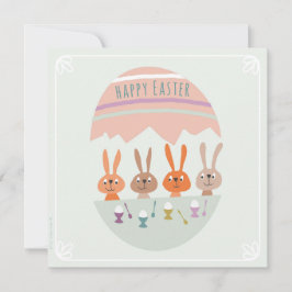 4 paashaasjes aan tafel karte