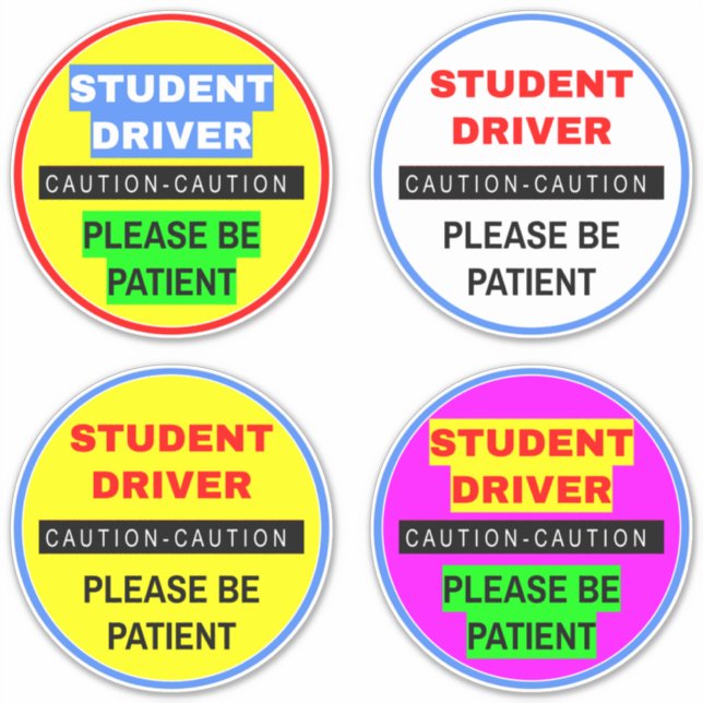 (4-Pack Novice Student Driver Signature) Patience Aufkleber (Vorderseite)