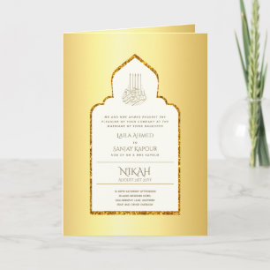 4 Page GOLD Verziert Islamic NIKAH WALIMA Wedding  Karte