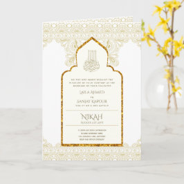 4 Page GOLD Verziert Islamische NIKAH WALIMA Hochz Karte