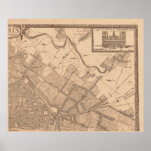 4 Panel Sepia de Rochefort Paris Karte 2 Poster