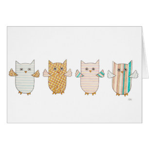 4 Pastel Owls Flying