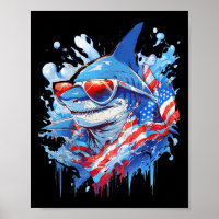 4. Patriotic Funny Shark Sungles Independence Day