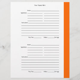 4 per Page - Orange 2-sided Recipe Pages Flyer