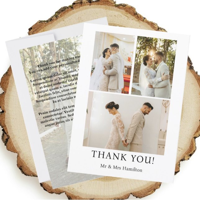 4 Personalisierte Hochzeit mit Botschaft Dankeskarte (Photograph Personalized Wedding With Message Thank You Card from Ricaso. Add four photos & message)