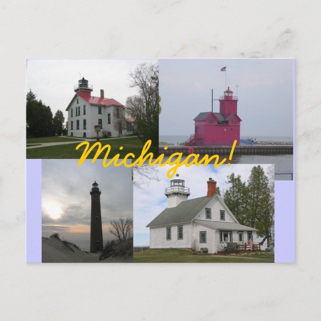 4 Phare du lac Michigan Cartes postales (Devant)