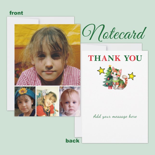 4 photo add message christmas cat tree dankeskarte (Von Creator hochgeladen)