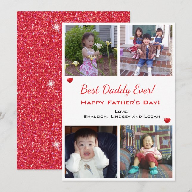 4 Photo Best Daddy Ever Fête des pères Carte de va (Devant / Derrière)