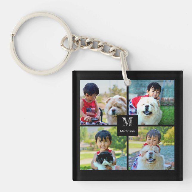 4 Photo Collage Customisé avec Monogramme (Devant)