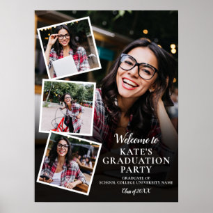 4 Photo Collage Graduation Party Affiche de bienve