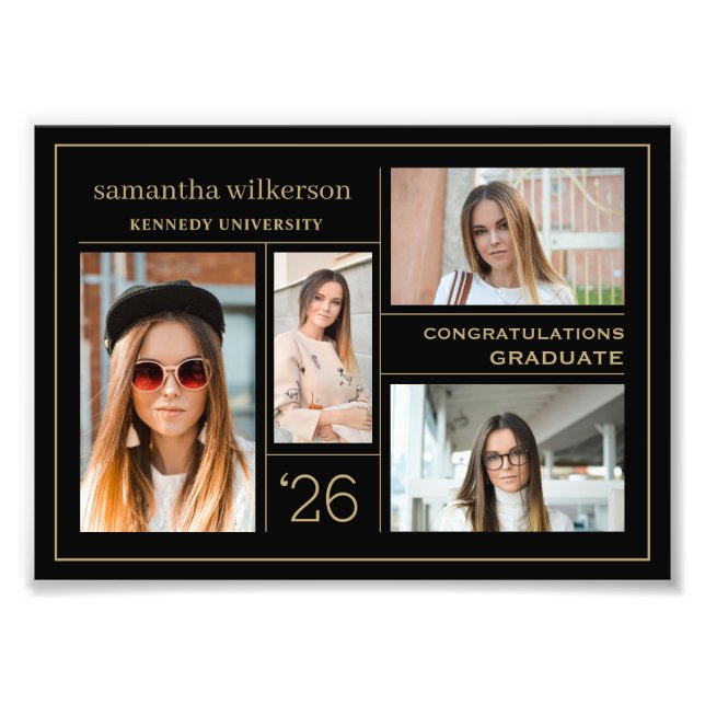 4 Photo Collage Graduation Photo agrandissement (Devant)