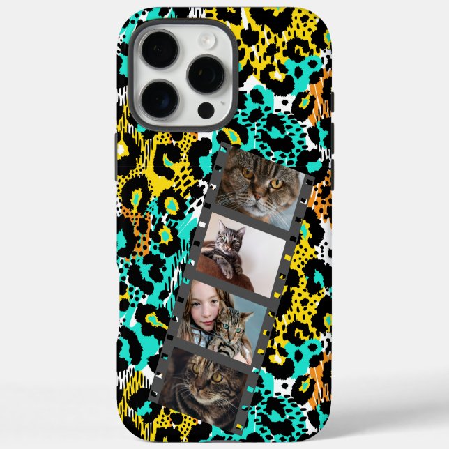 4 Photo Collage Leopard Phone Case (Rückseite)