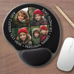 4 Photo Collage with Curvature Custom Text Around Gel Mousepad<br><div class="desc">Use up to four square or selfie phone photos to create a unique and personal gift. Add 4 photos and text to make a special keepsake for a friend or a family event. The border and background are black but can be changed in the advanced design area. Use your square...</div>