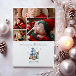 4 Photo First Christmas Birth Announcement  Feiertagskarte
