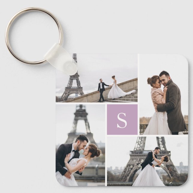4 Photo Gallery Lovely Lavender Monogram Schlüsselanhänger (Vorderseite)