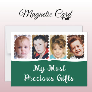 4 photo texte personnalisé blanc vert carte magnét