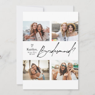 4 Photos Bridesmaid Modèle de la carte de proposit