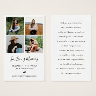 4 Photos Collections Funéraires Cartes de prières 