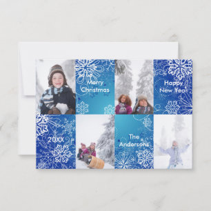 4 Photos Fond de Neige Bleue - Carte de Noël 3x5