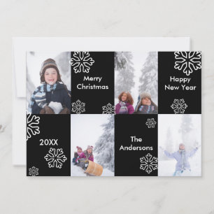 4 Photos Fond Noir Neige - Carte de Noël