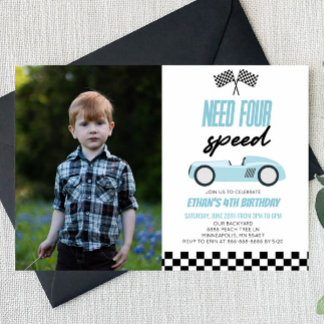 4. Picture Birthday Party für Race Car Einladung