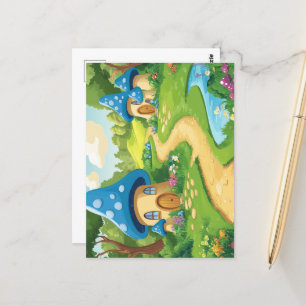 4 Pilzhäuser Dorf im Wald Postkarte